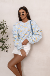 LaBalancia Bluza REMY print - Blue flowers (5907378521364)