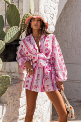 LaBalancia Komplet MOLLY len - Pink seaside (5907378522279)