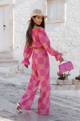 LaBalancia Komplet lniany MIA - Ricamo Pink (5907378522132)