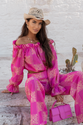 LaBalancia Komplet lniany MIA - Ricamo Pink (5907378522132)
