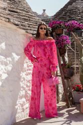 LaBalancia Komplet lniany MIA - Floria Pink (5907378522095)