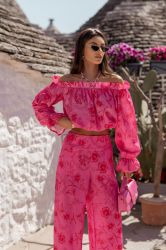 LaBalancia Komplet lniany MIA - Floria Pink (5907378522095)