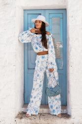 LaBalancia Komplet lniany MIA - Floria Blue (5907378522064)