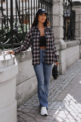 LaBalancia Koszula flanelowa WOODS - Czarny + róż (5907378528868)