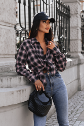 LaBalancia Koszula flanelowa WOODS - Czarny + róż (5907378528868)
